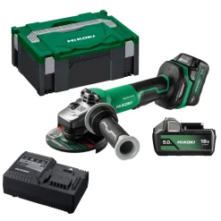 HiKOKI G1813DFWQZ 18V Li-ion accu haakse slijpmachine set (2x 5.0Ah accu) in HSC II Koffer - 125mm