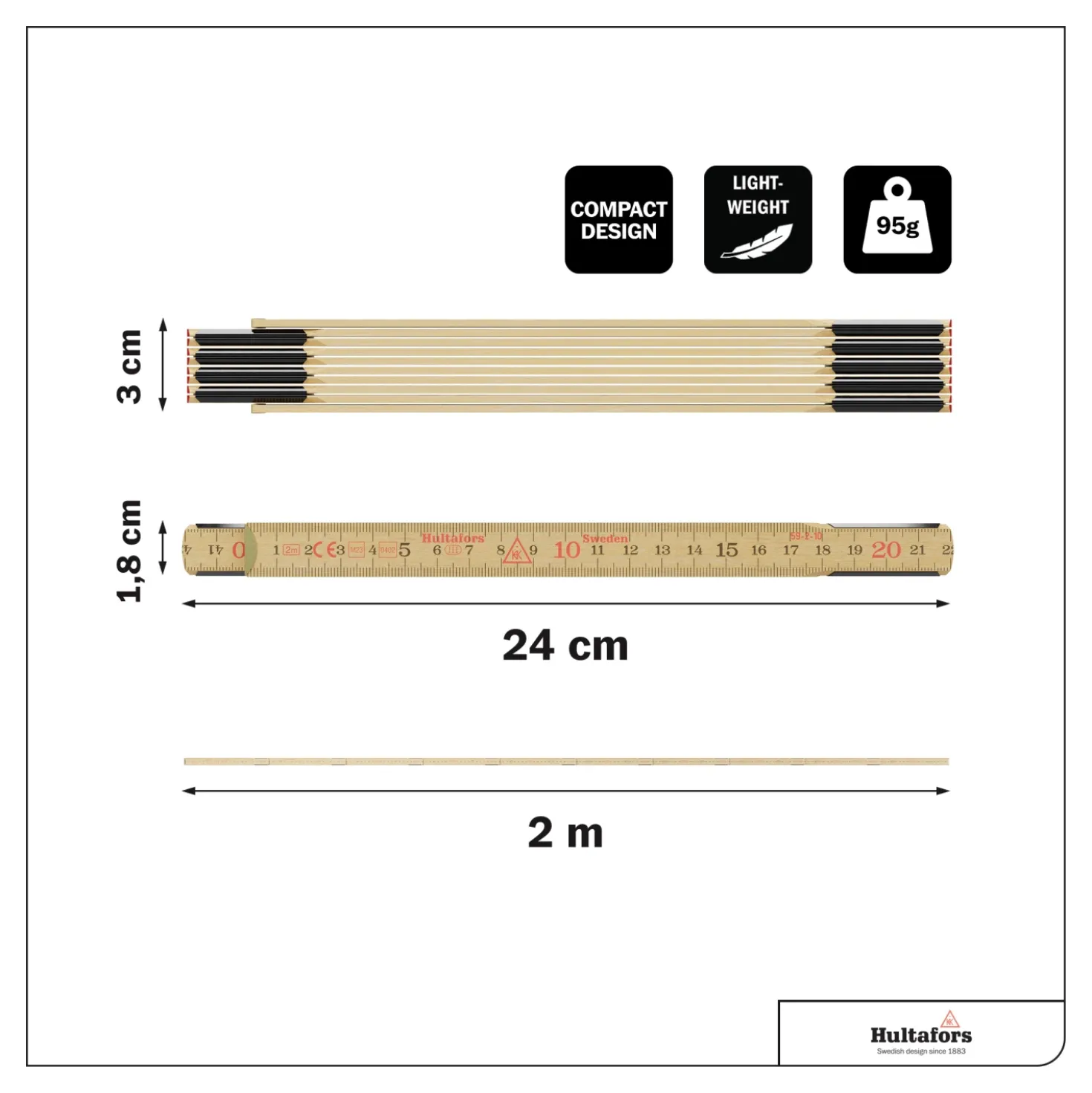 Hultafors 59-2-10 Duimstok - Hout - 2m