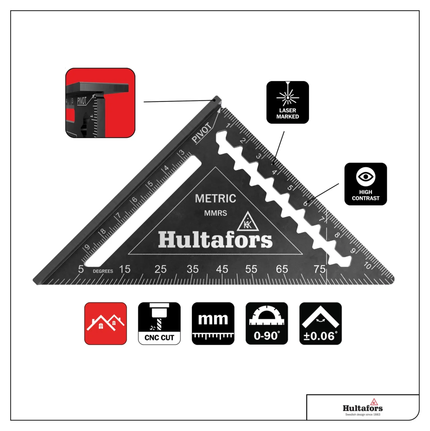 Hultafors Metric Rafter Square Meetdriehoek Set - 11 / 18 / 30 cm