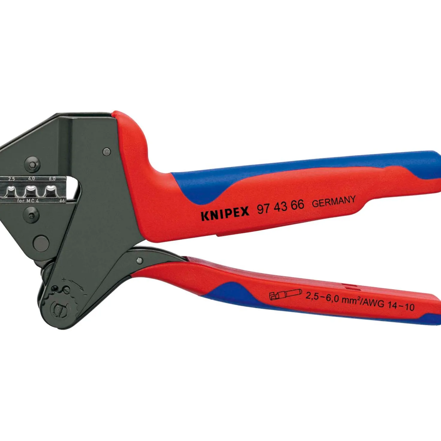 Knipex 97 43 66 MC4 Krimptang voor verwisselbare krimpprofielen - 2.5 / 4 / 6mm