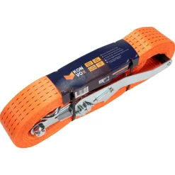 Konvox LAZE1450-0007 Spanband met ratelgesp en J-haak HD - 7m x 50mm - 5000 daN - Oranje