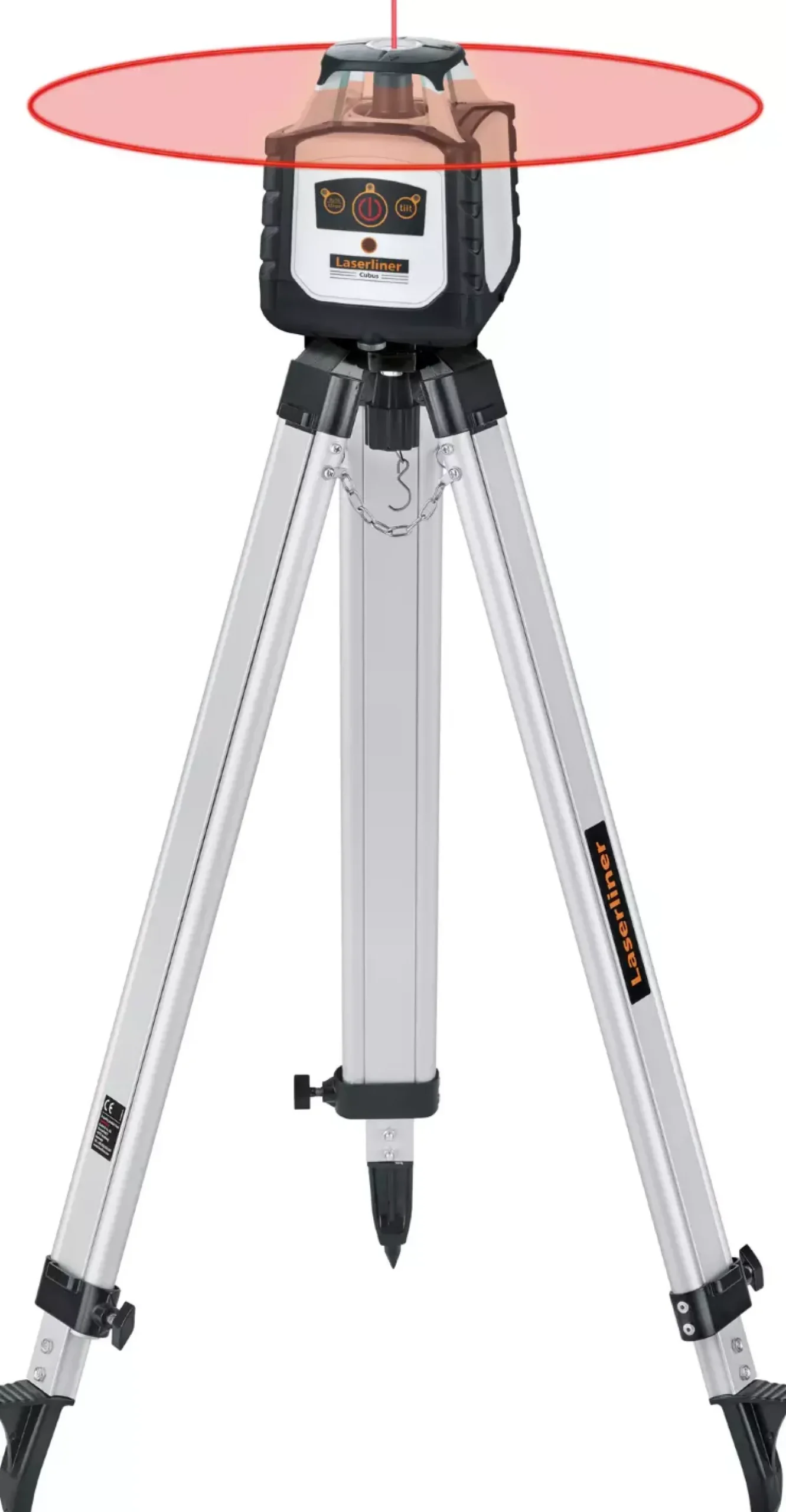 Laserliner Cubus 210 S Roterende laser set incl. statief, ontvanger en meetlat in koffer - Rood - 200 m - IP66