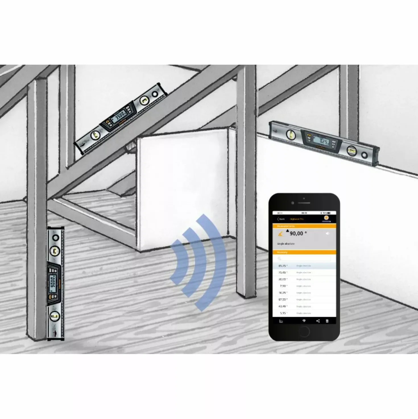 Laserliner DigiLevel Pro 80 Digitale waterpas - magnetisch - Bluetooth - 800mm