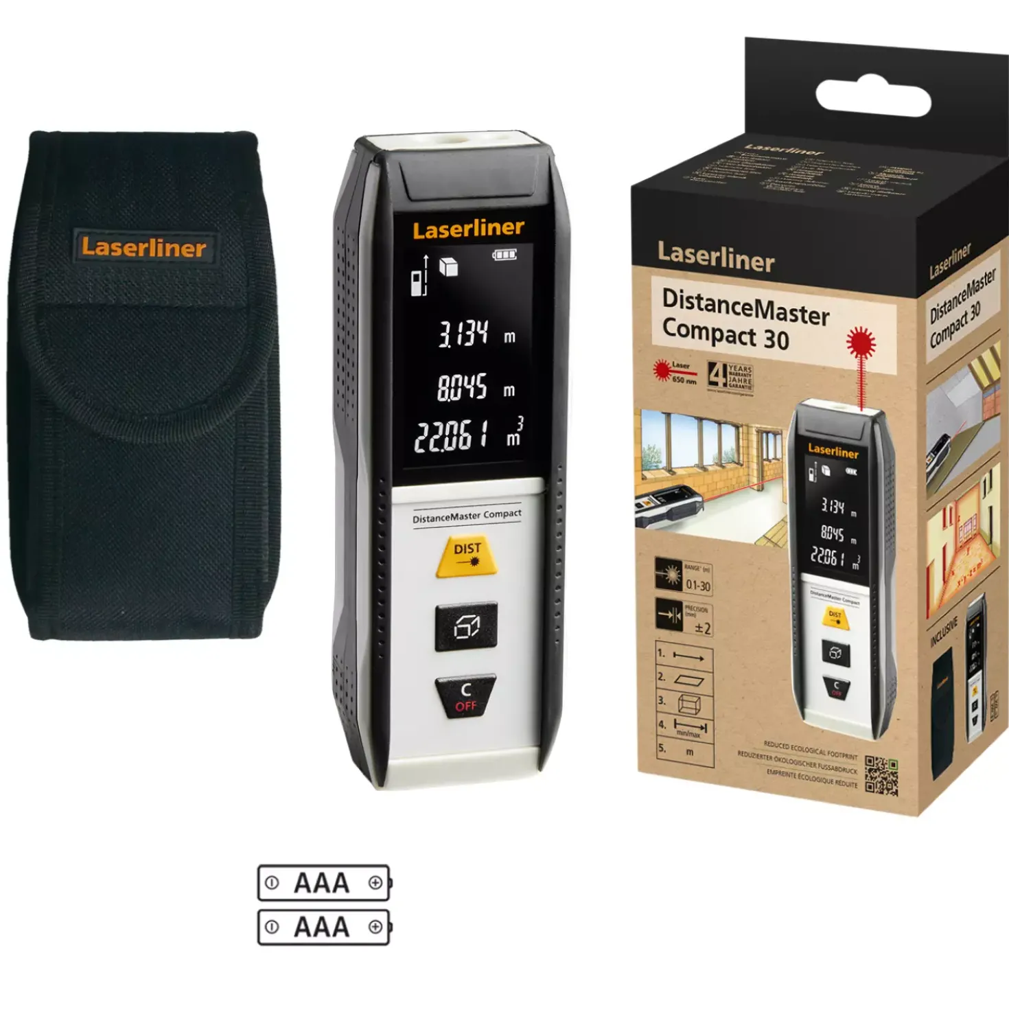 Laserliner DistanceMaster Compact 30 Afstandsmeter in tas - 30m - rood