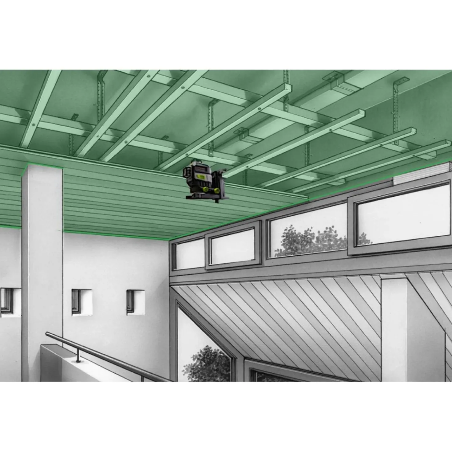 Laserliner MasterPlane-Laser 3G Pro 360° Kruislijnlaser set in L-boxx - 3 lijnen - groen - 3x 55m - IP64 + VarioStand L Laserstatief
