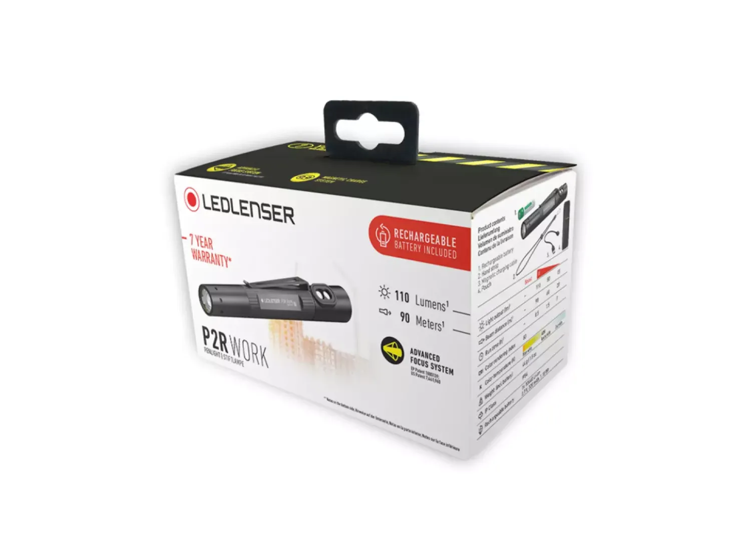 Ledlenser P2R Work 3,7V accu LED zaklamp - oplaadbaar - IP54 - 110Lm