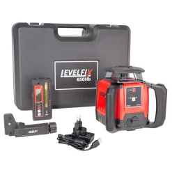 Levelfix 650Hb Roterende laser set incl. ontvanger in koffer - Rood - 600m - IP66