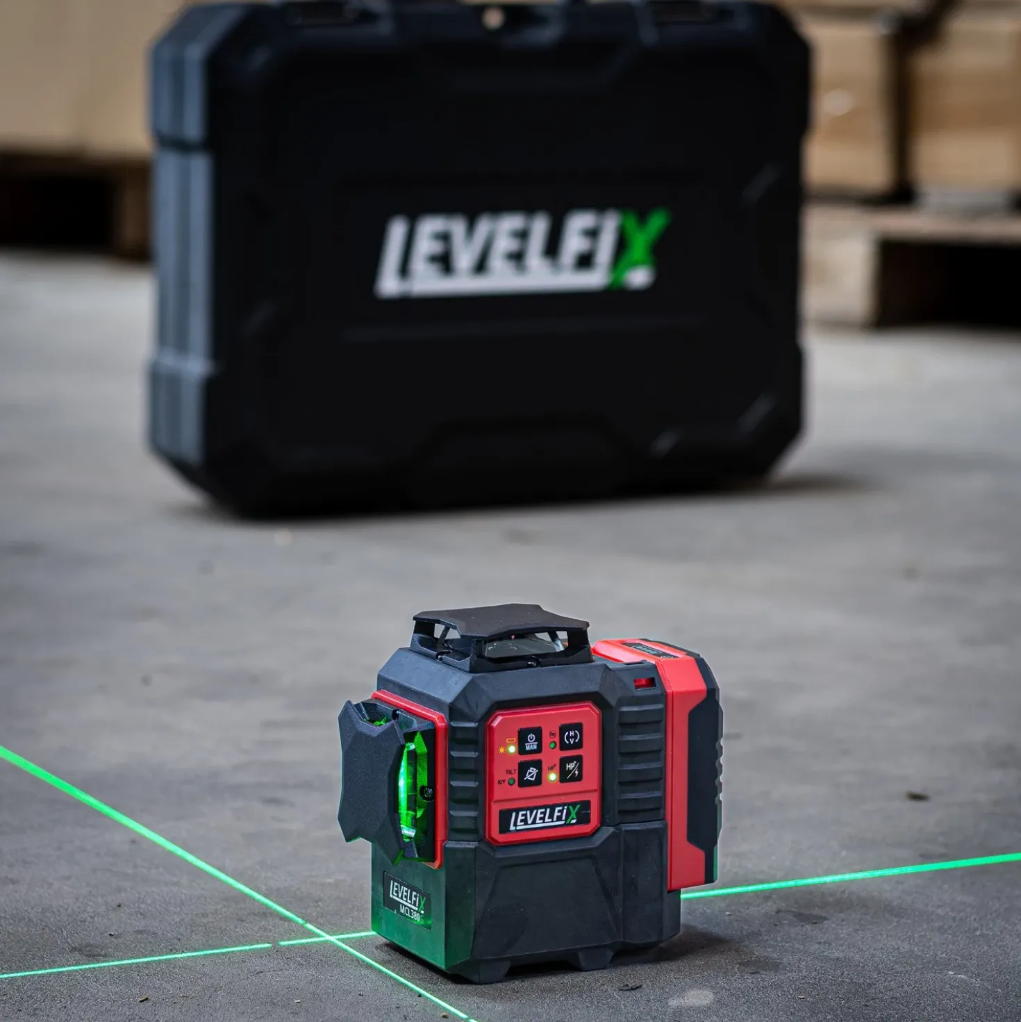 Levelfix MCL380G 360° Kruislijnlaser - 3 lijnen - groen - 40m - IP65