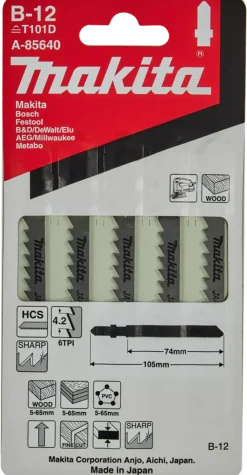 Makita A-85640 HCS Decoupeerzaagblad B12 - zuiver - Extra dik hout / Kunststof (5st)