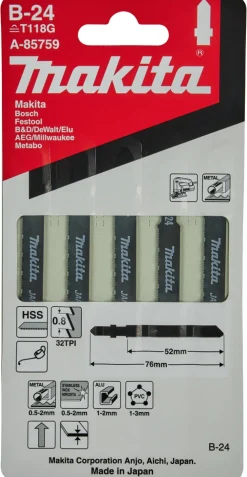 Makita A-85759 HSS Decoupeerzaagblad B24 - Metaal / Aluminium / RVS (5st)