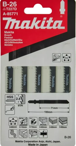 Makita A-85771 HSS Decoupeerzaagblad B26 - voor zagen bochten - Aluminium (5st)