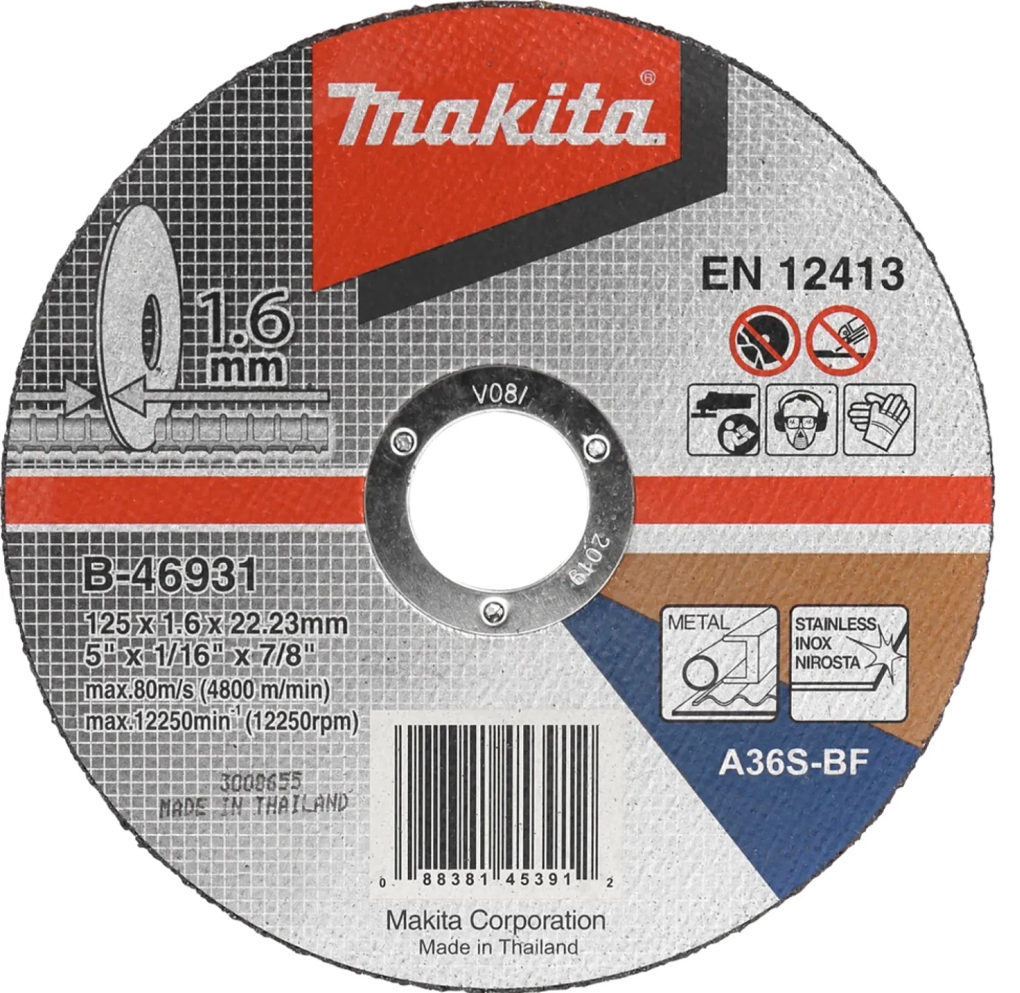 Makita B-46931 Doorslijpschijf RVS - 125x22,23x1,6mm
