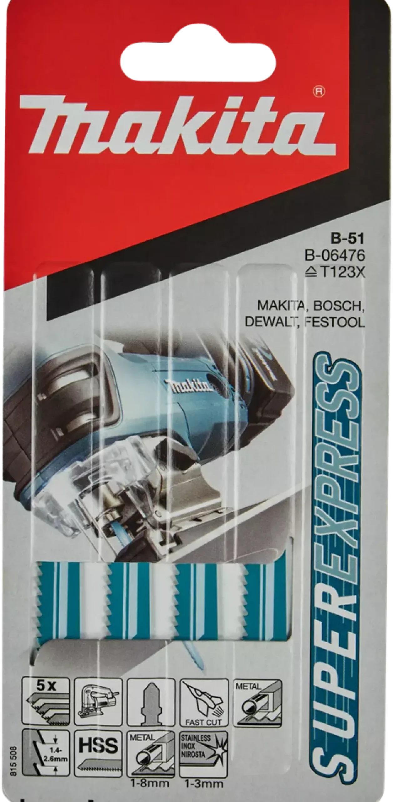Makita B-06476 HSS Decoupeerzaagblad B51 - Metaal / Aluminium (5st)