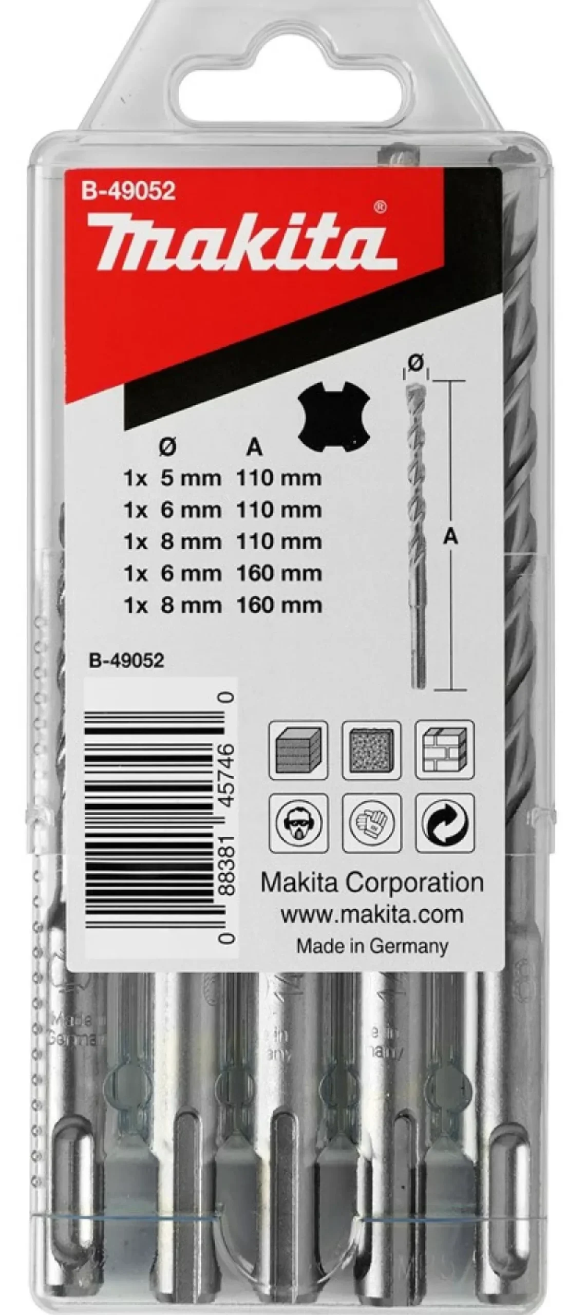 Makita B-49052 SDS-Plus 5 delige Hamerborenset