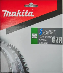 Makita B-33093 Specialized cirkelzaagblad voor Hout(noest/spijker) - 165 x 20 x 24T
