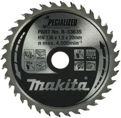 Makita B-33635 Specialized cirkelzaagblad voor Hout - 136 x 20 x 36T