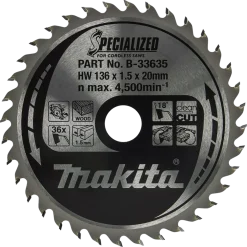 Makita B-33635 Specialized cirkelzaagblad voor Hout - 136 x 20 x 36T