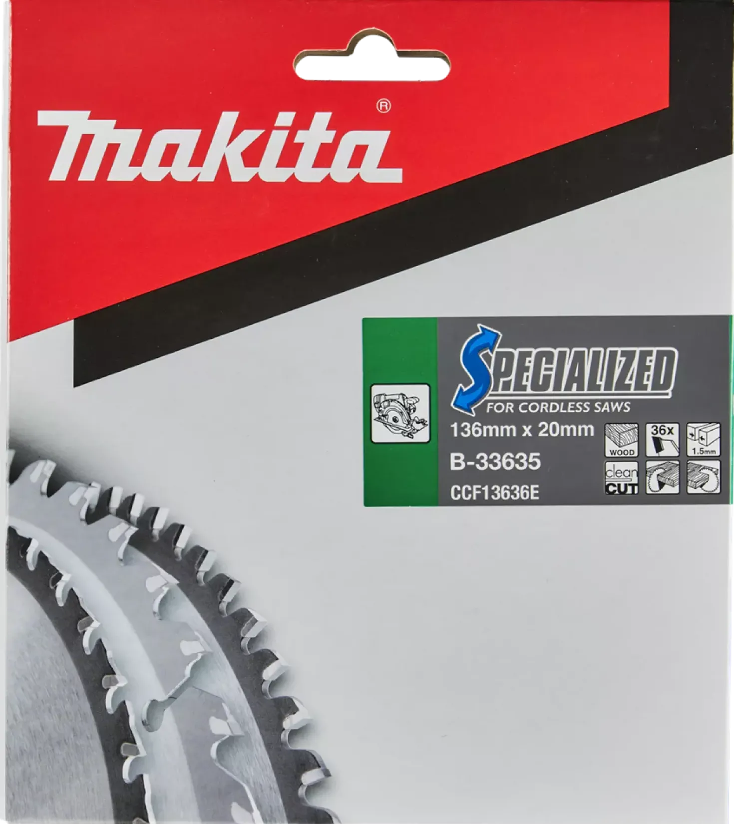 Makita B-33635 Specialized cirkelzaagblad voor Hout - 136 x 20 x 36T