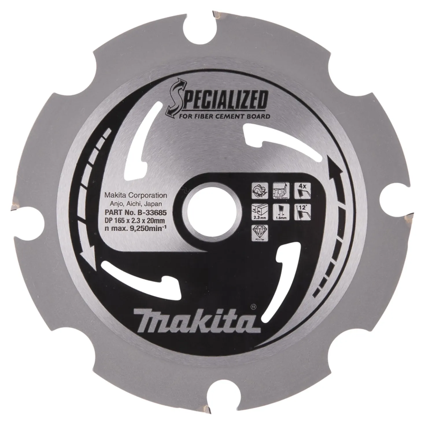 Makita B-33685 Specialized cirkelzaagblad Vezelcementplaat - 165 x 20 x 4T