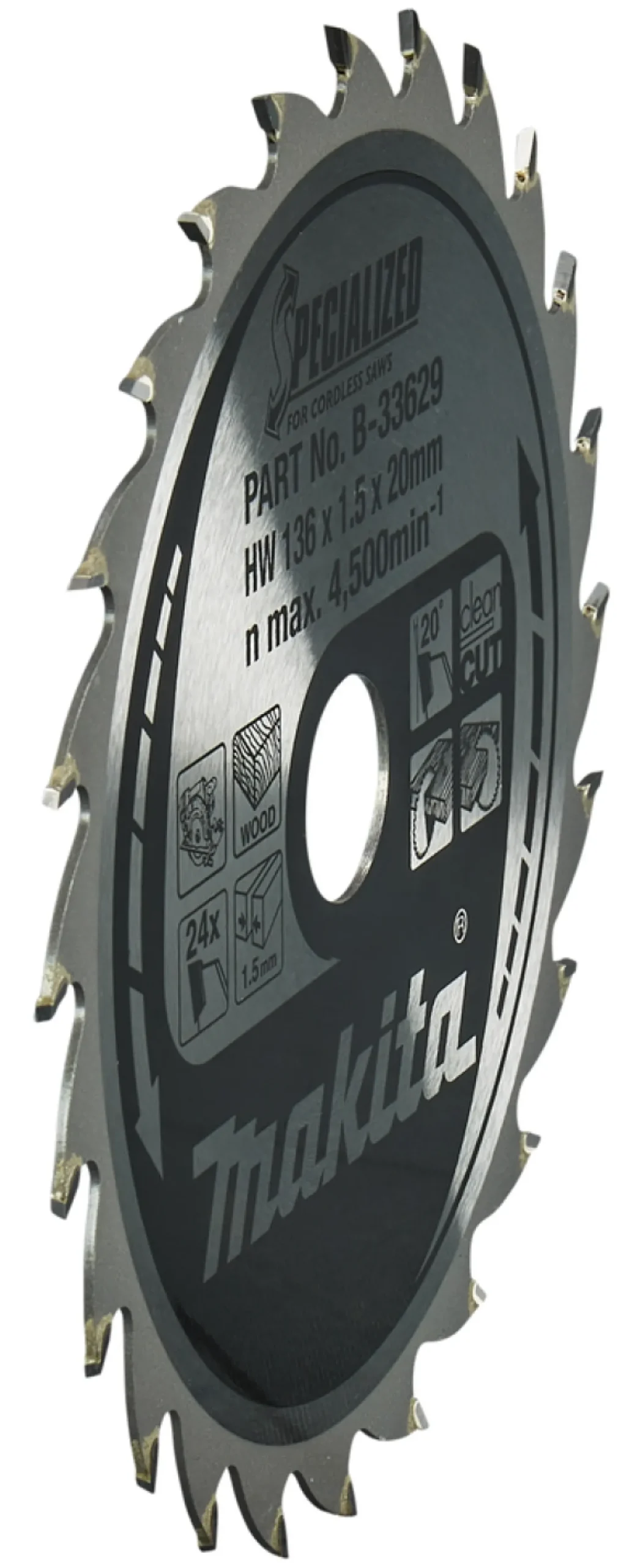 Makita B-33629 Specialized cirkelzaagblad voor Hout - 136 x 20 x 24T