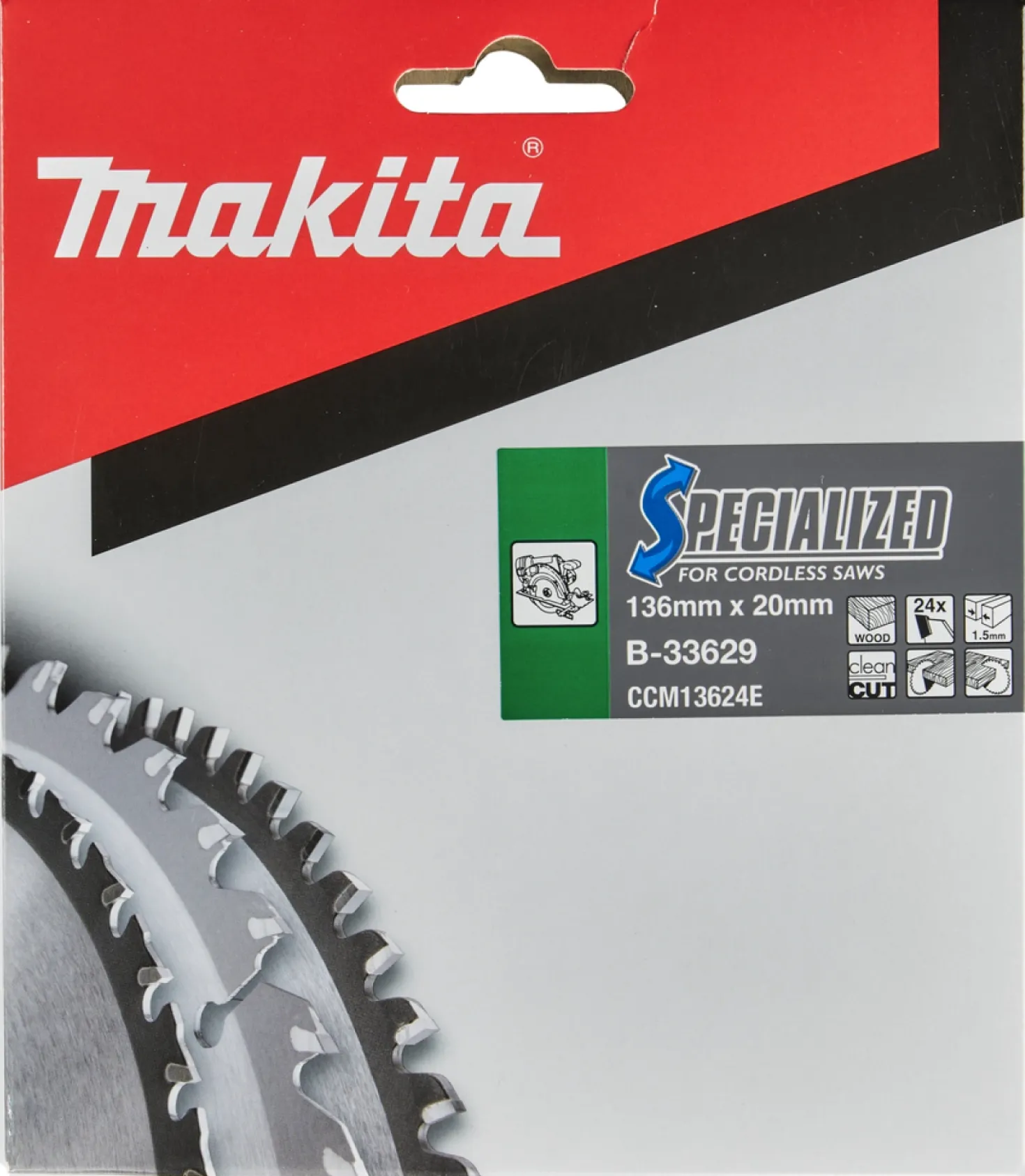 Makita B-33629 Specialized cirkelzaagblad voor Hout - 136 x 20 x 24T