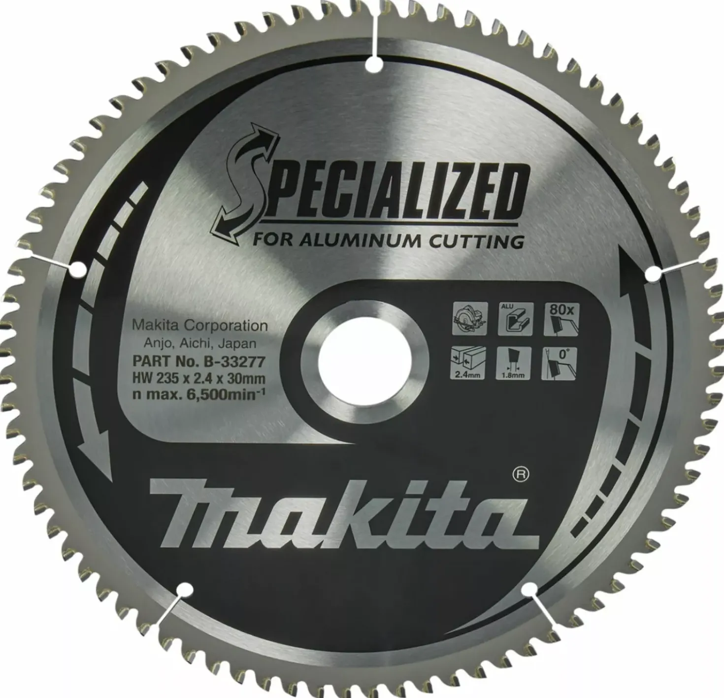 Makita B-33277 Specialized cirkelzaagblad Aluminium - 235 x 30 x 80T