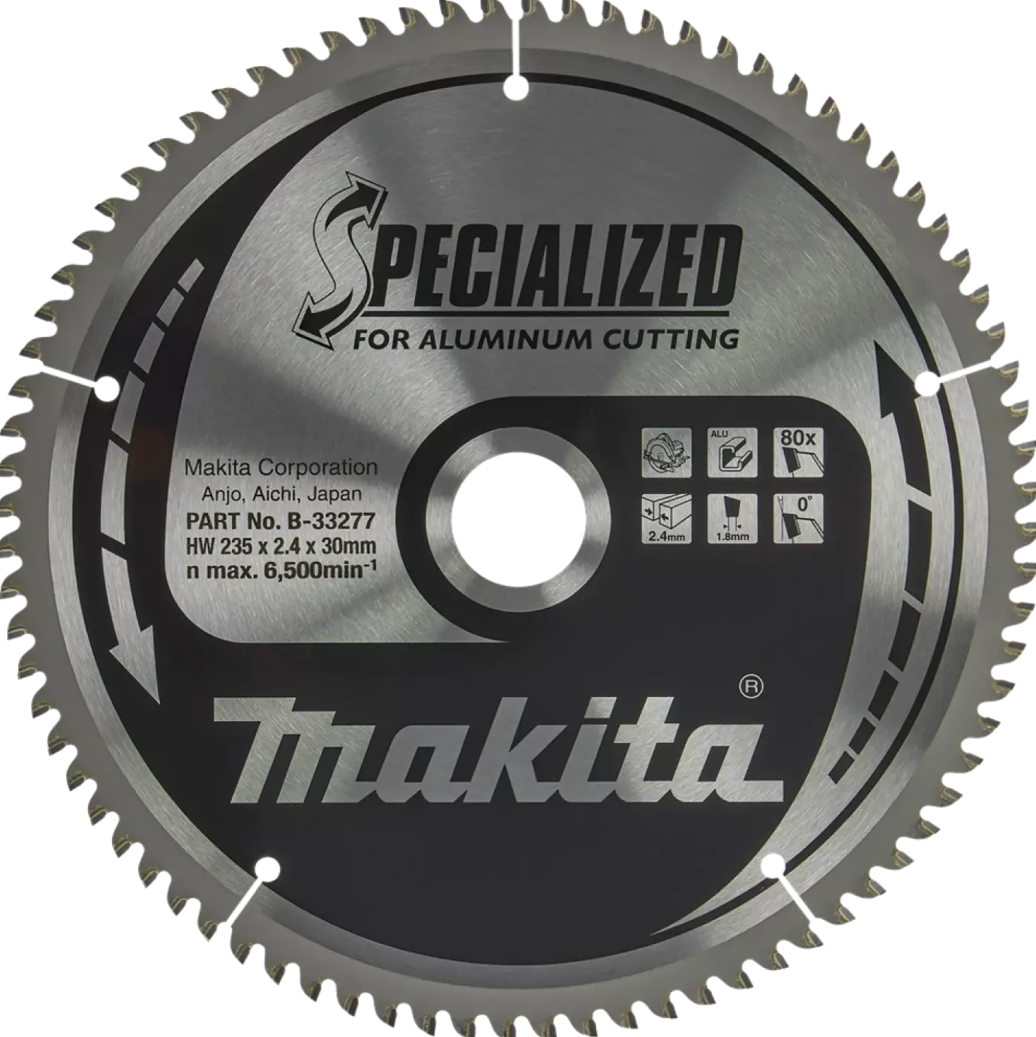 Makita B-33277 Specialized cirkelzaagblad Aluminium - 235 x 30 x 80T