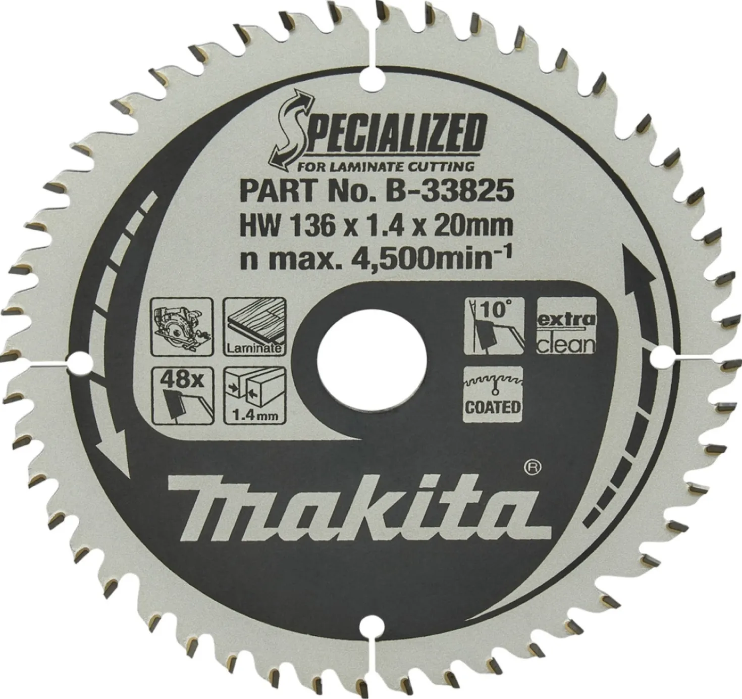 Makita B-33825 Specialized cirkelzaagblad voor Laminaat - 136 x 20 x 48T