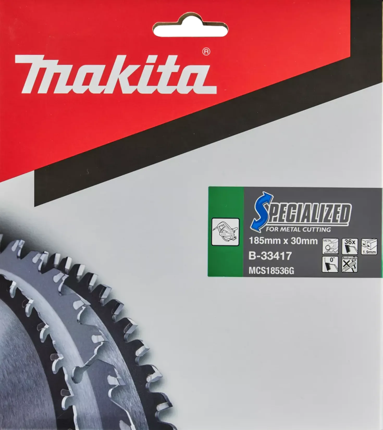 Makita B-33417 Specialized cirkelzaagblad voor Staal - 185 x 30 x 36T