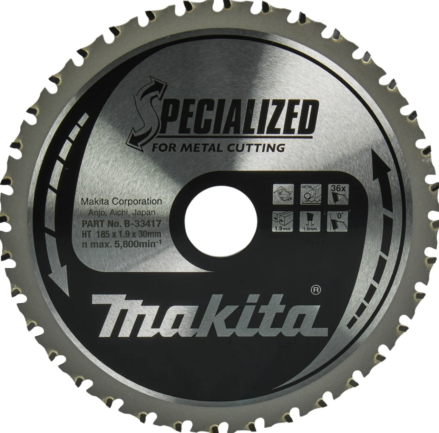 Makita B-33417 Specialized cirkelzaagblad voor Staal - 185 x 30 x 36T