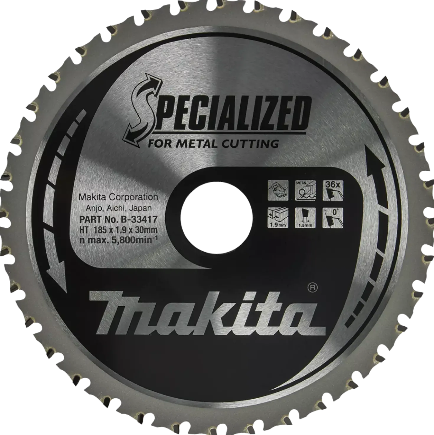 Makita B-33417 Specialized cirkelzaagblad voor Staal - 185 x 30 x 36T
