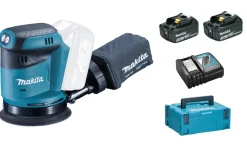 Makita DBO180RFJ 18V Li-Ion Accu excentrische schuurmachine set (2x 3.0Ah accu) in Mbox - 125mm