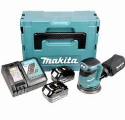 Makita DBO180RTJ 18V Li-Ion Accu excentrische schuurmachine set (2x 5.0Ah accu) in Mbox - 125mm