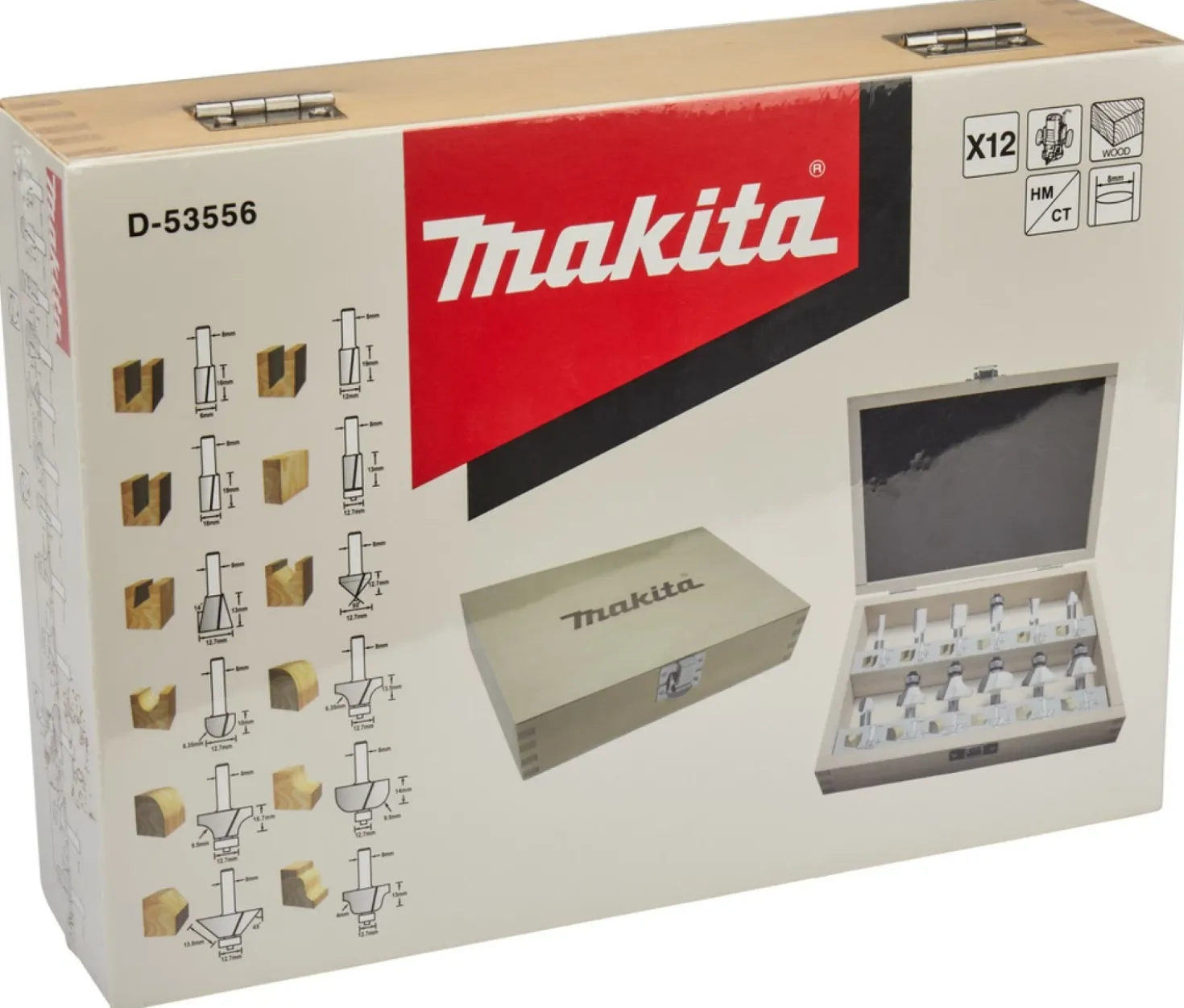 Makita D-53556 12-delige freesset - 8mm