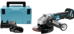 Makita DGA505RTJ 18V Li-Ion Accu haakse slijper set (2x 5.0Ah accu) in Mbox - 125mm - koolborstelloos - softstart
