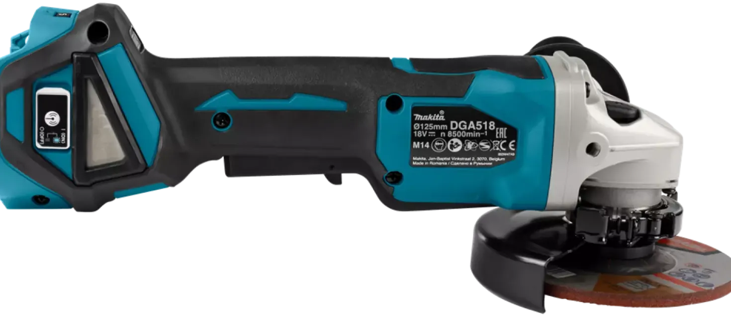 Makita DGA518ZJU 18V Li-Ion Accu AWS haakse slijper body in Mbox - 125mm - koolborstelloos