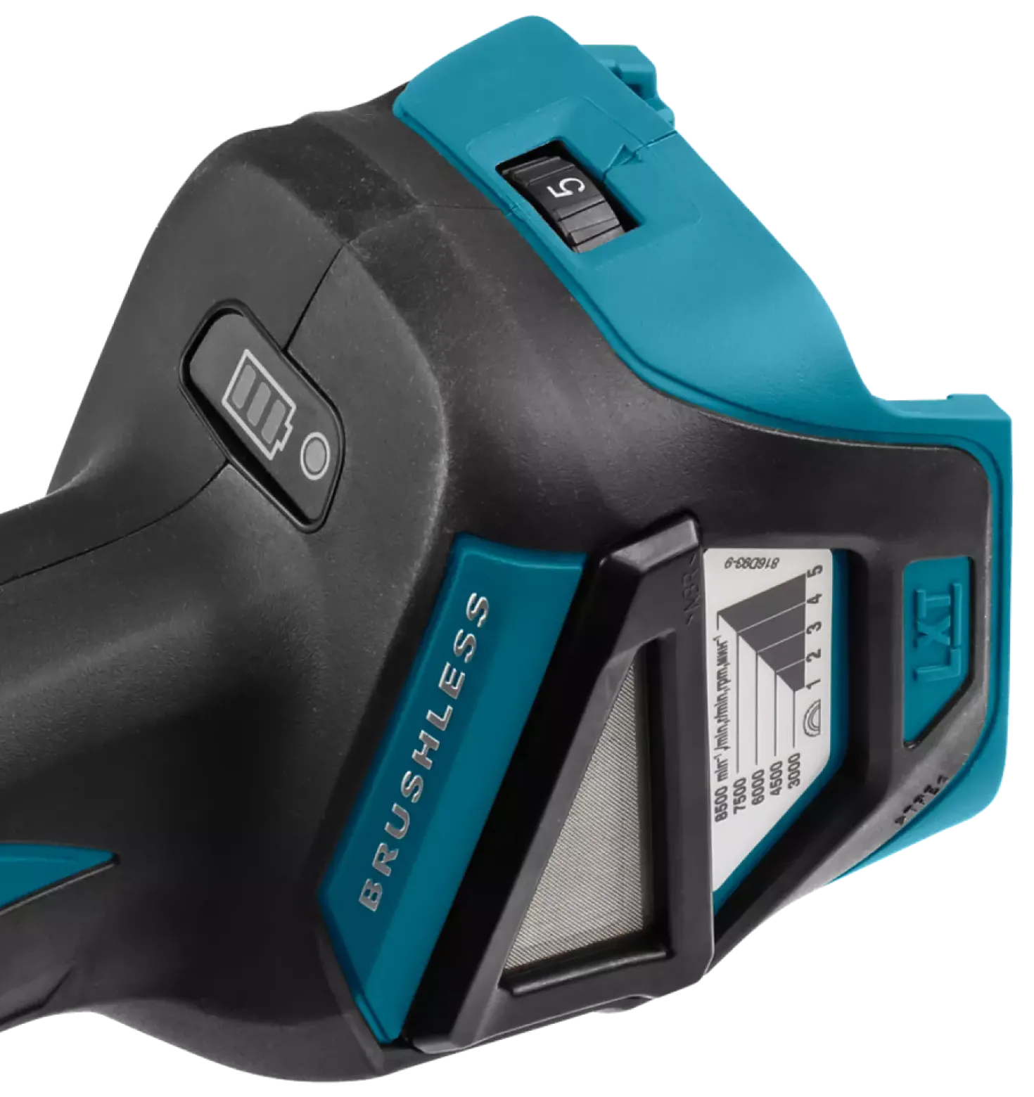 Makita DGA518ZJU 18V Li-Ion Accu AWS haakse slijper body in Mbox - 125mm - koolborstelloos