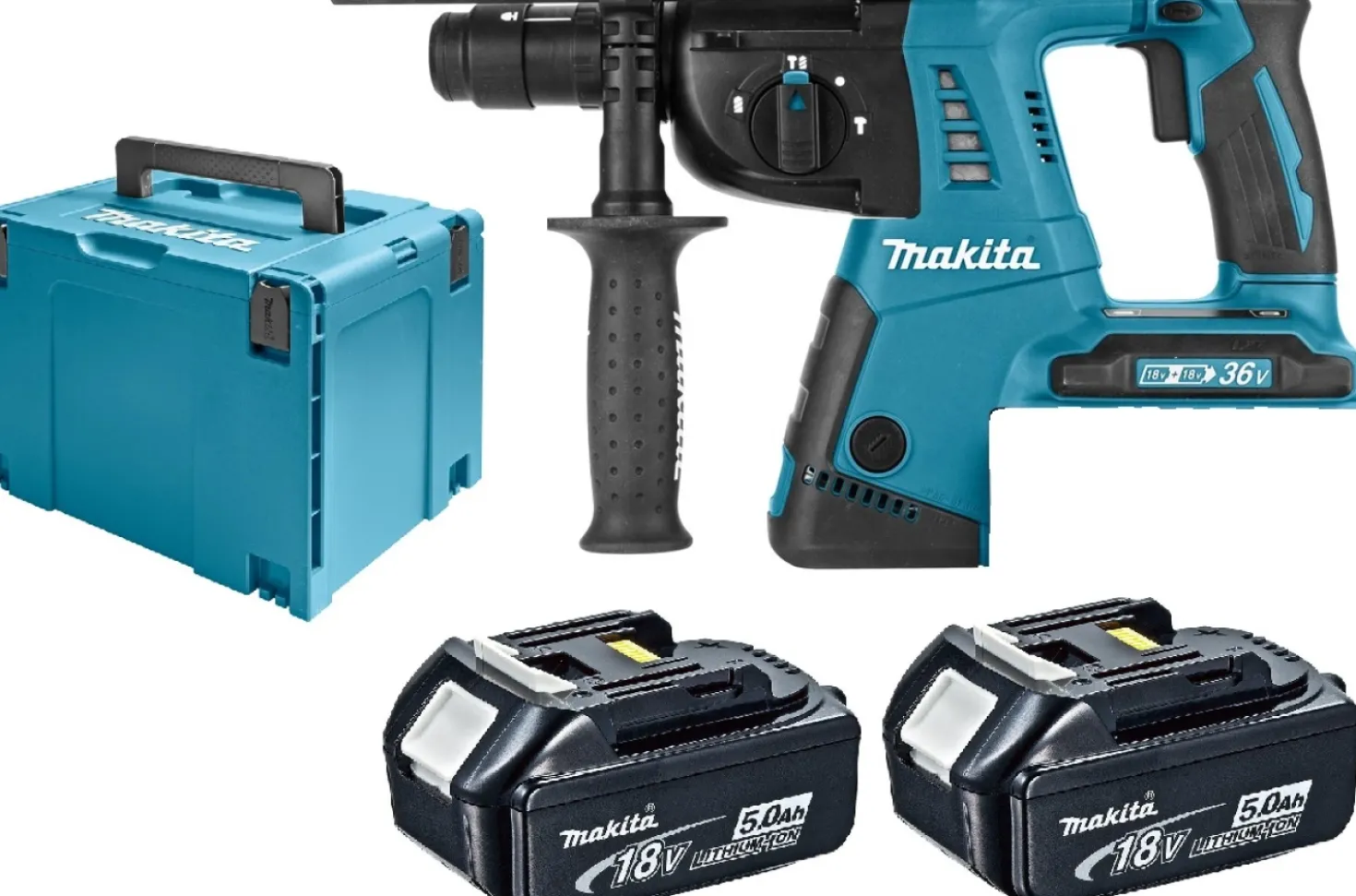 Makita DHR264RM2 36V (2x 18V) Li-Ion Accu SDS-plus combihamer set (2x 4.0Ah accu) in koffer - 2,5J