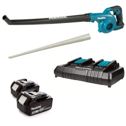 Makita DUB186 18V Li-Ion accu bladblazer set (2x 5,0Ah) - 192 km/h - Incl. blaaspijp