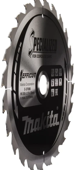 Makita E-07705 Efficut cirkelzaagblad voor Hout - 260 x 30 x 24T