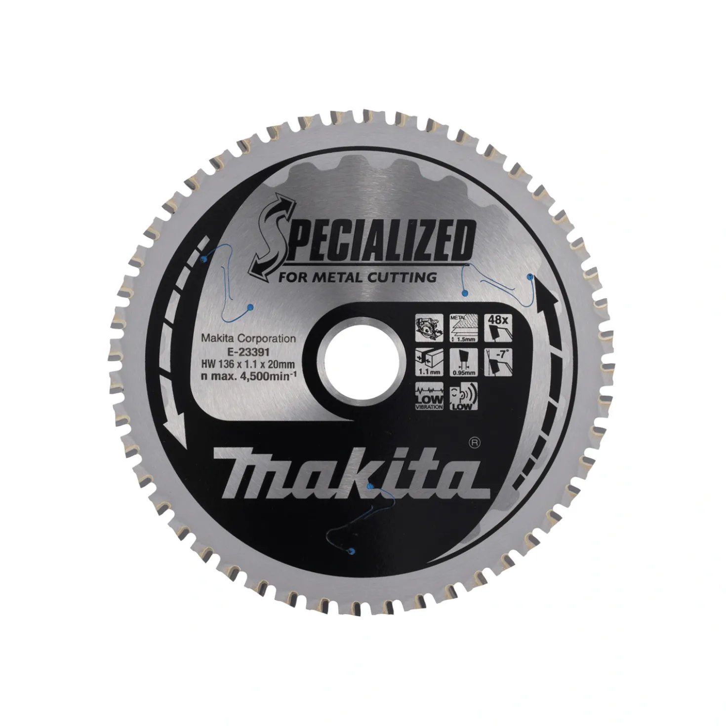 Makita E-23391 Specialized Cirkelzaagblad voor dun plaatstaal - 136 x 20 x 48T