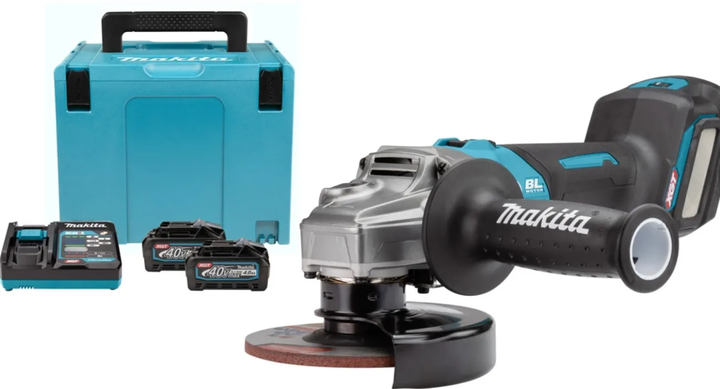 Makita GA023GM201 XGT 40V Max Li-Ion accu haakse slijper set (2x 4,0Ah) in Mbox - 125mm - koolborstelloos