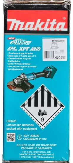 Makita GA038GT203 XGT 40V Max Li-Ion accu haakse slijper set (2x 5,0Ah) in koffer - 230mm - koolborstelloos