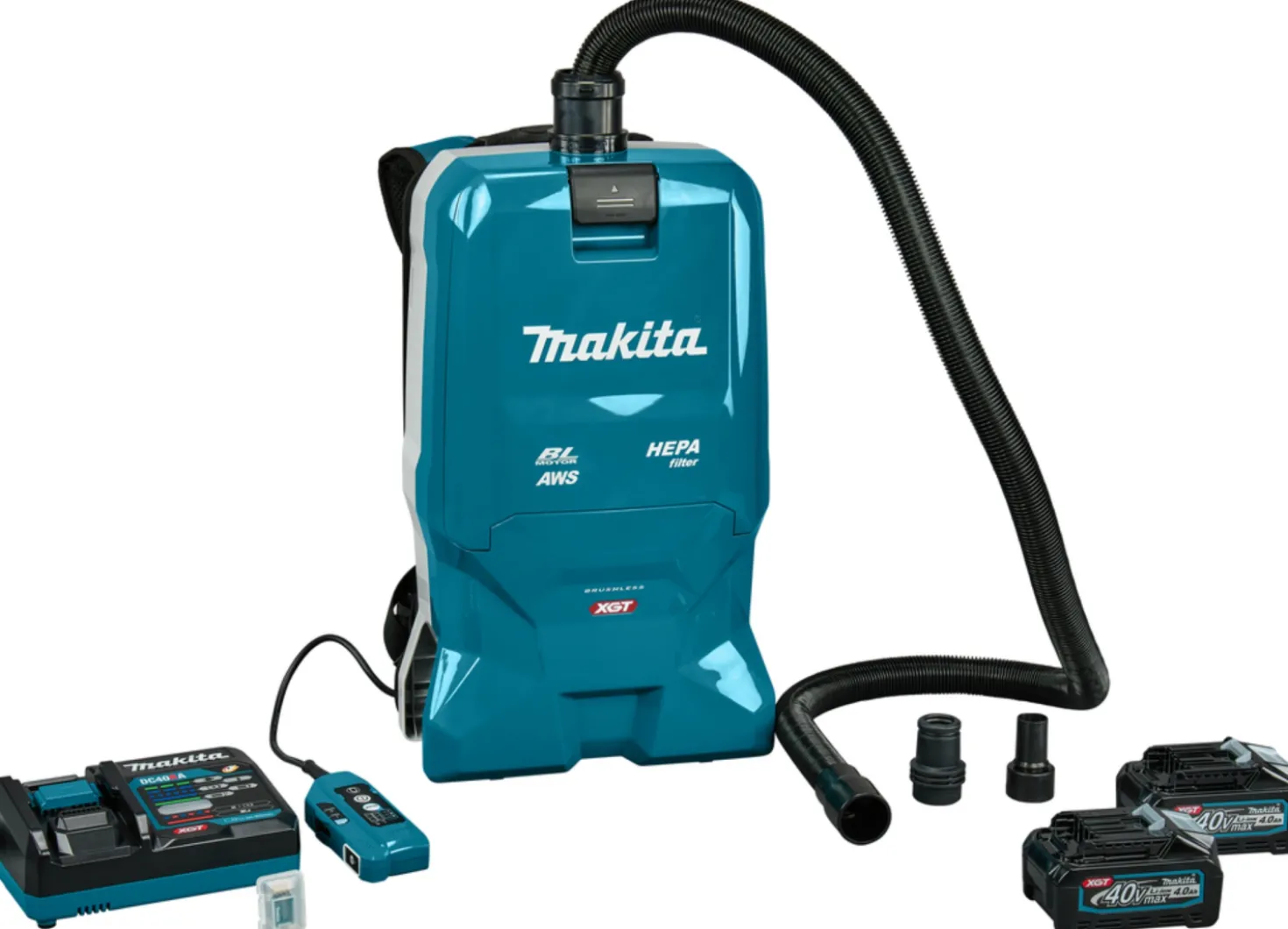 Makita VC012GM2NL1 XGT 40V Max Li-Ion Accu Rugstofzuiger Set (2x 4.0Ah) - 6L