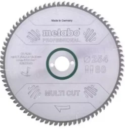 Metabo 628223000 Multi Cut Cirkelzaagblad - 254 x 30 x 80T Hout / Epoxy / Aluminium / Kunststof