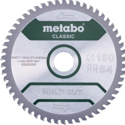 Metabo 628663000 Multi Cut Cirkelzaagblad - 190 x 30 x 54T - Laminaat / Kunststof / Aluminium / Koper
