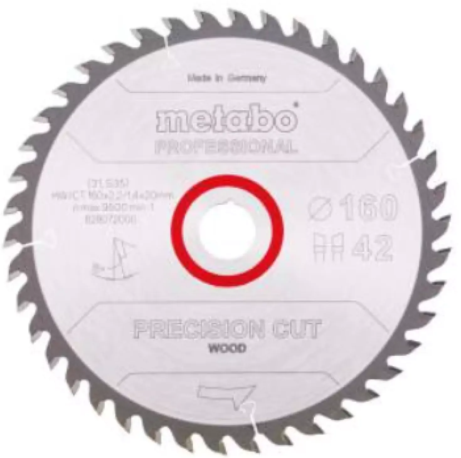 Metabo 628072000 Precision Cut - Wood Professional Cirkelzaagblad - 160 x 20 x 42T - Hout