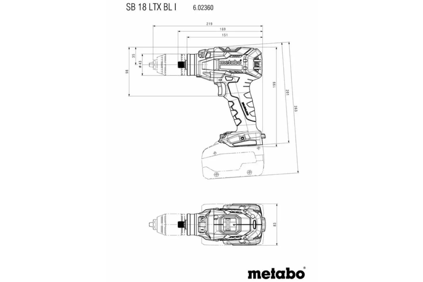 Metabo SB 18 LTX BL I 18V Li-ion accu klopboor-/schroefmachine body