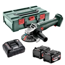 Metabo W 18 7-125 18V Li-Ion accu haakse slijper set (2x 4.0Ah accu) in metaBOX - 125mm