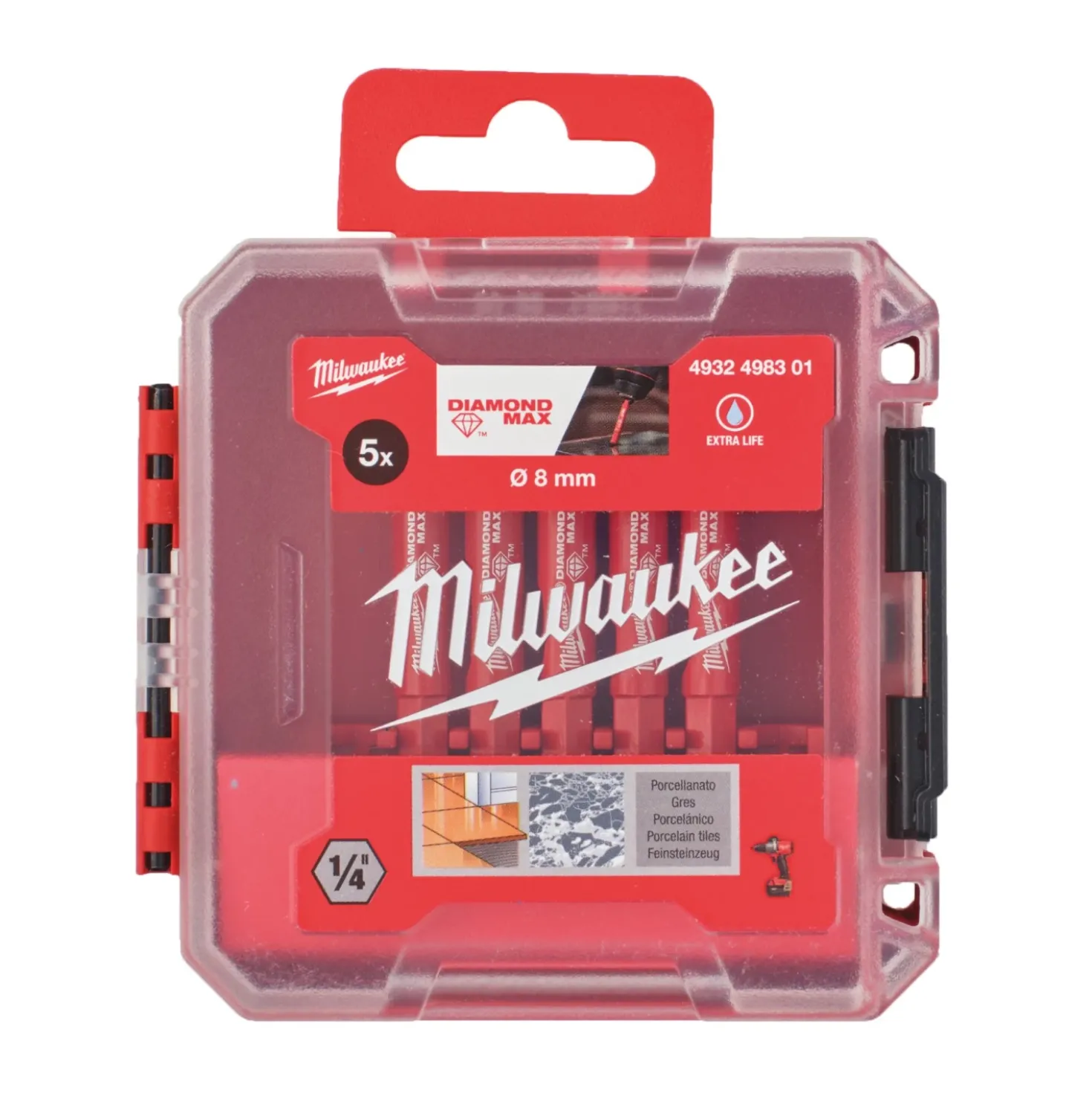 Milwaukee 4932498301 5-delige Diamantborenset nat/droog - 1/4'' - 8mm (5x) in Packout